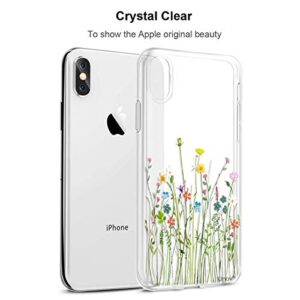 Unov Case Compatible with iPhone Xs iPhone X Case Clear with Design Slim Protective Soft TPU Bumper Embossed Pattern Protective 5.8 Inch (Flower Bouquet)