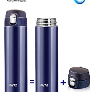 ONTA Insulated Vacuum Sports Water Bottle, 17OZ/500ML Keeps Cold 20H, Hot 12H Stainless Steel Water Bottle and Leakproof Thermos Coffee Travel Mug