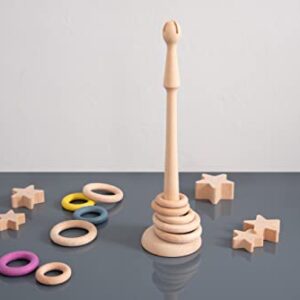 TickiT - 73911 Wooden Ring Stand Base - Heuristic Play - Loose Parts Montessori-Style Toy - Natural Toddler Toys
