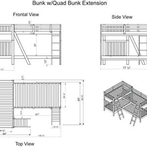 Alaterre Furniture Aurora Twin Wood Bed with Quad Extension, Dove Gray Bunk