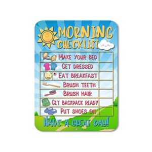 honey dew gifts daily morning routine reward chart for kids and autism - tin learning calendar for kids, teaching tool