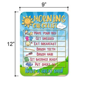 Honey Dew Gifts Daily Morning Routine Reward Chart for Kids and Autism - Tin Learning Calendar for Kids, Teaching Tool