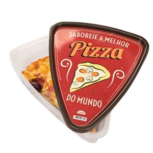 pizza slice container storage with lids. tray, holder and saver. 6 plastic packs to go. the best idea to serve pizza to your kids.
