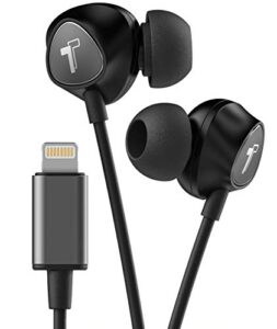 thore wired iphone headphones with lightning connector earphones - mfi certified by apple earbuds wired in-ear microphone and volume remote for iphone 14 pro max, 13, 12 mini, xr, xs, 11, 7, 8 (black)