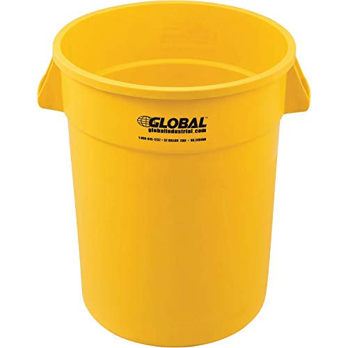 Global Industrial 32 Gallon Garbage Can, Yellow