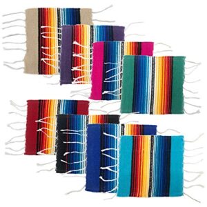 mexican serape coaster set for mexican party and wedding decorations, 6 inch x 6 inch (multicolor 8 pack)