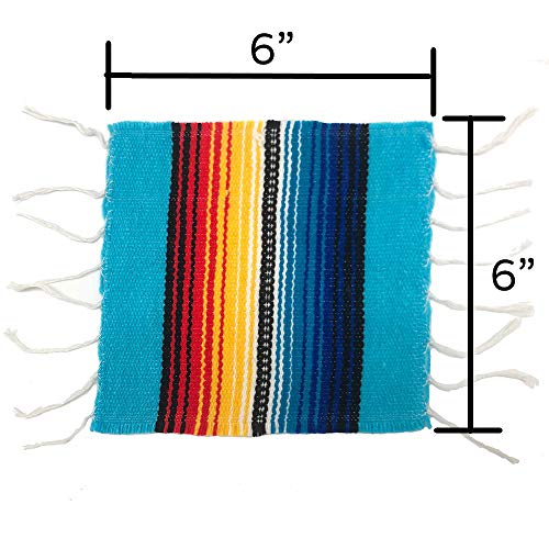 Mexican Serape Coaster Set for Mexican Party and Wedding Decorations, 6 inch x 6 inch (Multicolor 8 Pack)