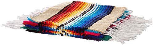 Mexican Serape Coaster Set for Mexican Party and Wedding Decorations, 6 inch x 6 inch (Multicolor 8 Pack)