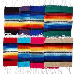 Mexican Serape Coaster Set for Mexican Party and Wedding Decorations, 6 inch x 6 inch (Multicolor 8 Pack)