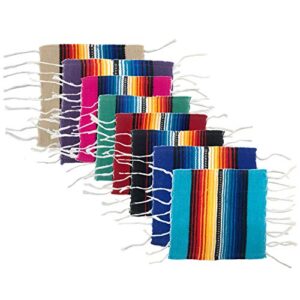 Mexican Serape Coaster Set for Mexican Party and Wedding Decorations, 6 inch x 6 inch (Multicolor 8 Pack)