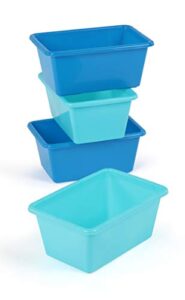 humble crew small plastic storage bins, set of 4, navy/teal