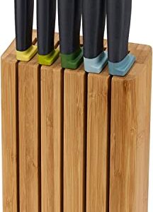 Joseph Joseph 10300 Elevate Knife Set with Slimline Bamboo Block Japanese Stainless Steel, Opal, 6-piece