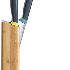 Joseph Joseph 10300 Elevate Knife Set with Slimline Bamboo Block Japanese Stainless Steel, Opal, 6-piece