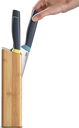 Joseph Joseph 10300 Elevate Knife Set with Slimline Bamboo Block Japanese Stainless Steel, Opal, 6-piece