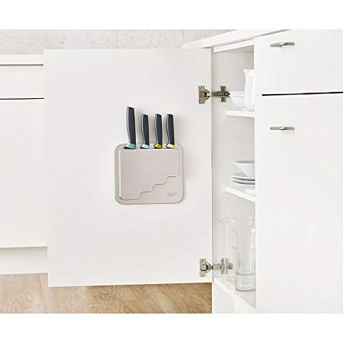 Joseph Joseph 10303 DoorStore Knives Elevate Set with Knife Block 3M Adhesive Wall and Cabinet Door Mount, 5-piece Opal