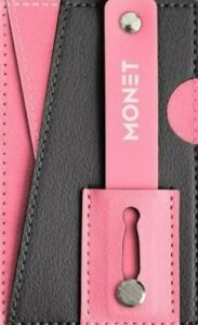 monet phone grip. wallet. kickstand (pink/black)