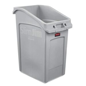 rubbermaid commercial products 2026721 slim jim under-counter trash can with venting channels, 23 gallon, gray
