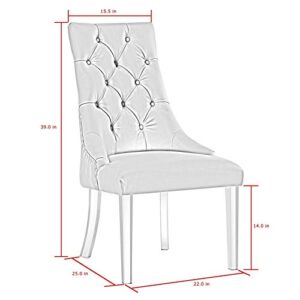 Posh Living Colton Linen Fabric Dining Side Chair with Acrylic Legs - Cream/White (Set of 2)