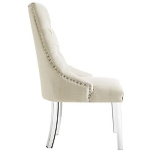 Posh Living Colton Linen Fabric Dining Side Chair with Acrylic Legs - Cream/White (Set of 2)