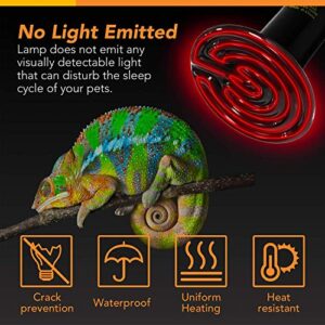 Simple Deluxe 100W 2-Pack Ceramic Heat Emitter Reptile Heat Lamp Bulb No Light Emitting Brooder Coop Heater for Amphibian Pet & Incubating Chicken, Black