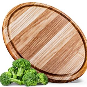 B.Brown Wood Round Cutting Board 13.5 inches Medium Cutting Board