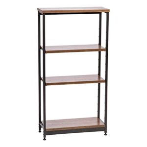 iris usa 24.6" 4-tier wide wood and metal shelf, sturdy home décor storage rack with height adjustable shelves and feet, dark brown/black