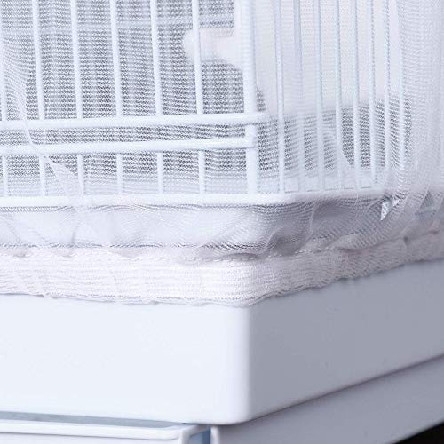 HMH PET Bird Cage Seed Catcher Guard Parrot Nylon Mesh Net Cover Stretchy Shell Soft Airy Skirt Traps Basket Cage (L, White)