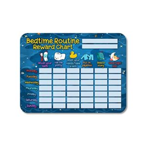 honey dew gifts bedtime checklist routine star reward chart for kids and autism - tin learning calendar for kids, visual teaching tool