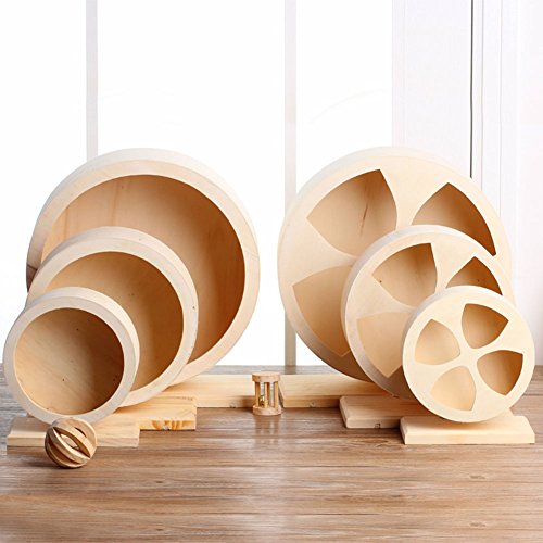 OMEM Hamster Exercise Wheel，Small Animals Running Toy Suitable for Rat, Pig, Chinchilla, Gerbil, etc. pet Wooden Harmless, Handmade (L)