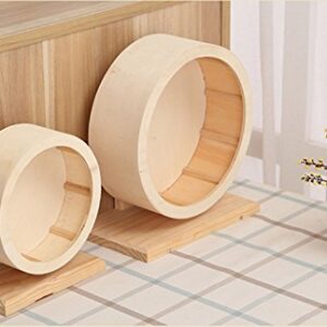 OMEM Hamster Exercise Wheel，Small Animals Running Toy Suitable for Rat, Pig, Chinchilla, Gerbil, etc. pet Wooden Harmless, Handmade (L)