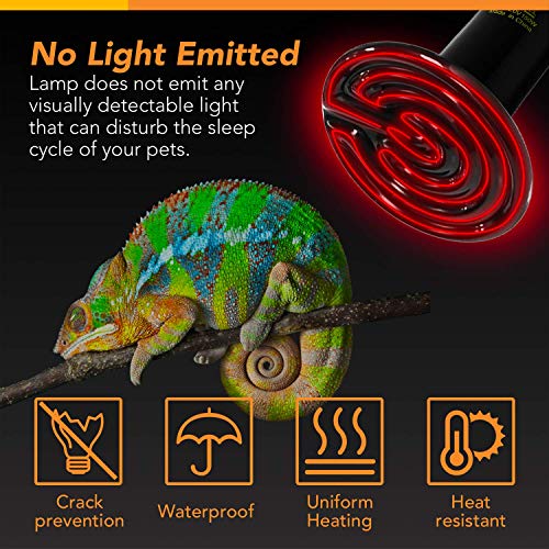 Simple Deluxe 150W 2-Pack Ceramic Heat Emitter Reptile Heat Lamp Bulb No Light Emitting Brooder Coop Heater for Amphibian Pet & Incubating Chicken