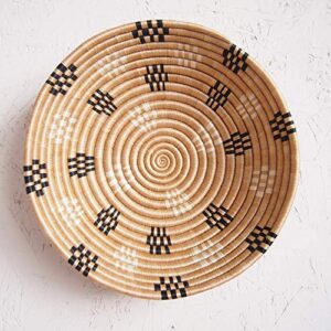 african basket- rugombo/rwanda basket/woven bowl/sisal & sweetgrass basket/tan, black, white