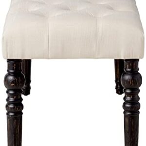 Roundhill Furniture Leviton Fabric Tufted Turned Leg Dining Bench, beige