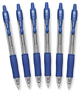 pilot g2 retractable premium gel ink roller ball pens ultra fine (.38) blue, americas #1 selling pen brand, pack of 6