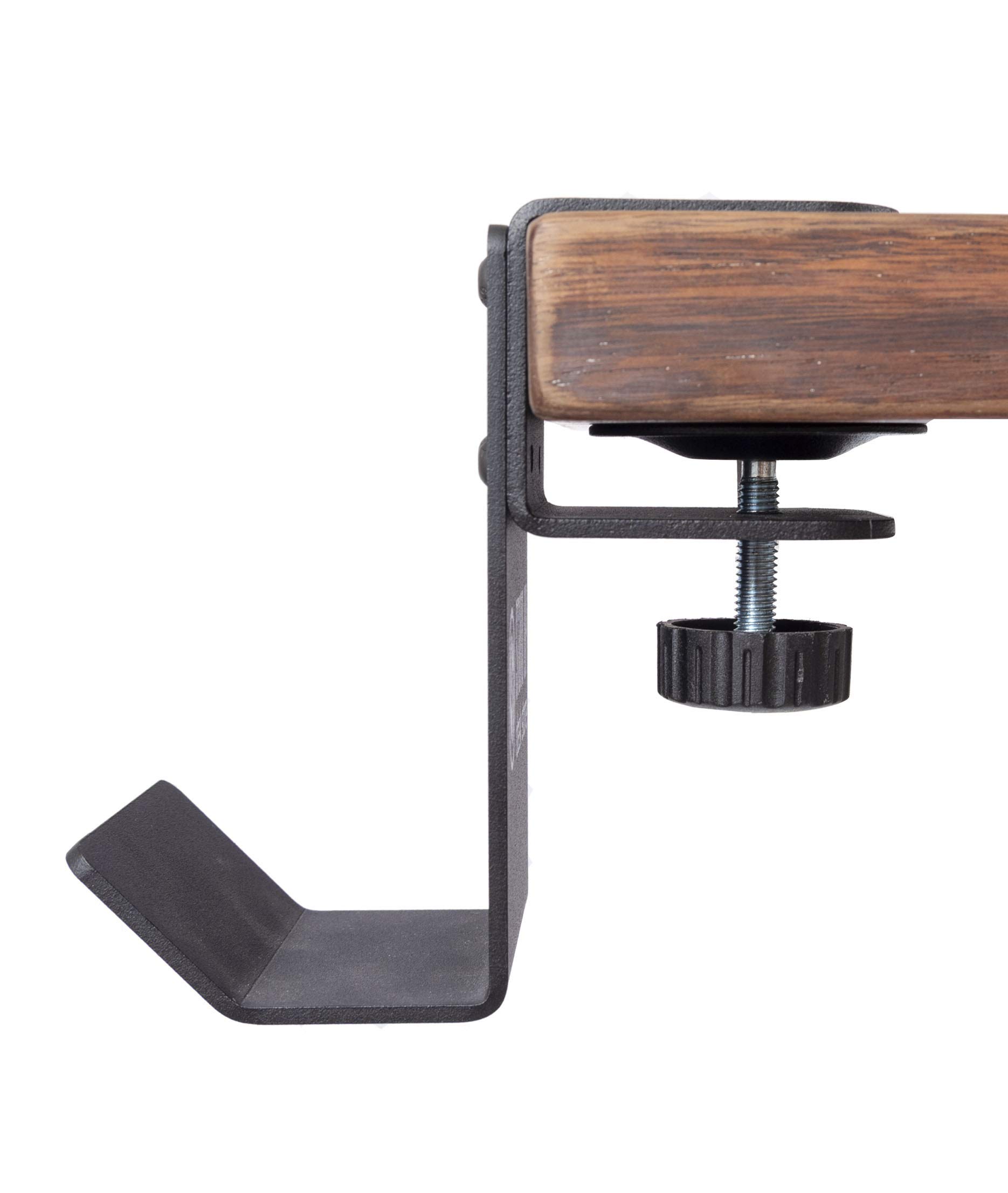 Stand Up Desk Store Clamp-On Under Desk Headphone Hook, Backpack Hook, and Purse Hook for Desk - Black