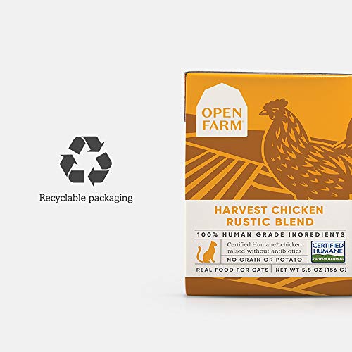Open Farm Harvest Chicken Rustic Blend Wet Cat Food, Complete Meal or Food Topper with Responsibly Sourced Meat and Superfoods Without Artificial Flavors or Preservatives, 5.5 oz, Pack of 12 Boxes