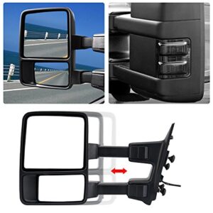 Perfit Zone TOWING MIRROR Replacement Fit For SUPER DUTY F250, F350, F450, F550 08-16 PAIR BLACK