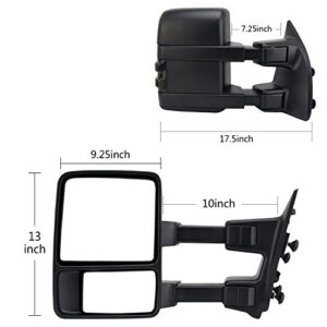 Perfit Zone TOWING MIRROR Replacement Fit For SUPER DUTY F250, F350, F450, F550 08-16 PAIR BLACK