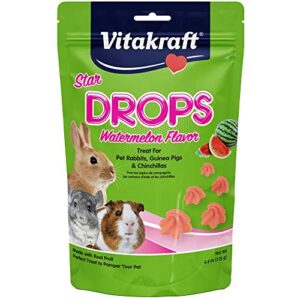 vitakraft star drops watermelon flavor rabbit, guinea pig & chinchilla treat, 4.4 oz, pink