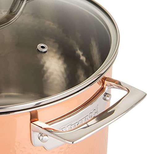 Viking Culinary 3-Ply Stainless Steel Hammered Copper Clad Cookware Set, 10 Piece, Oven Safe, Works on Electronic, Ceramic, and Gas Cooktops