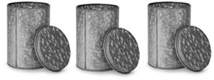 mind reader galvanized 3 pc set canisters, food storage containers, kitchen, coffee, tea. cookies, candy, sugar, one size, silver 3 pack w lids