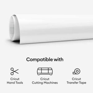 Cricut Premium Removable Vinyl (12 in × 15 ft), No-Residue Easy Removal up to 2 Years, Perfect for Indoor-Outdoor DIY Projects & Removable Decals, Compatible with Cricut Machines, White