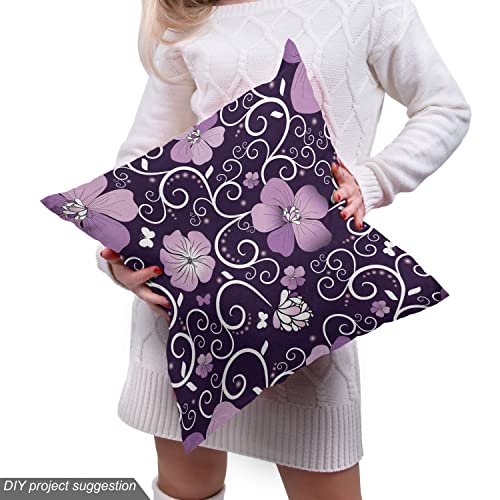 Ambesonne Floral Fabric by The Yard Butterfly Silhouettes with Curlicue Flower Patterned Spring Design Swirls Decorative Fabric for Sofa Ottoman Curtain Chair Cover Sewing & Hobby 1 Yard Purple White