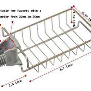 Hanging Faucet Rack Stainless Steel Adjustable Height, Flexible and Rotatable Small Sink Drain Rack, Suitable for Soap, sponges, brushes, rags, etc.