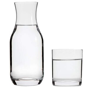 lily's home bedside night water carafe with tumbler glass, use in bedroom bathroom, or kitchen, use cup as lid, 16 ounces