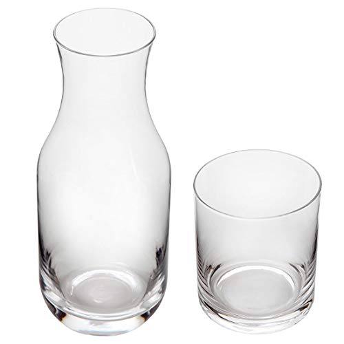 Lily's Home Bedside Night Water Carafe with Tumbler Glass, Use in Bedroom Bathroom, or Kitchen, Use Cup as Lid, 16 Ounces