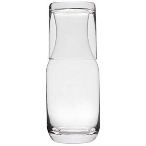 Lily's Home Bedside Night Water Carafe with Tumbler Glass, Use in Bedroom Bathroom, or Kitchen, Use Cup as Lid, 16 Ounces