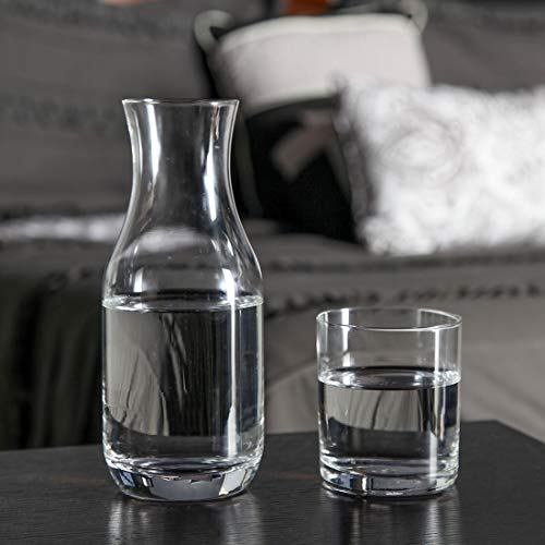 Lily's Home Bedside Night Water Carafe with Tumbler Glass, Use in Bedroom Bathroom, or Kitchen, Use Cup as Lid, 16 Ounces