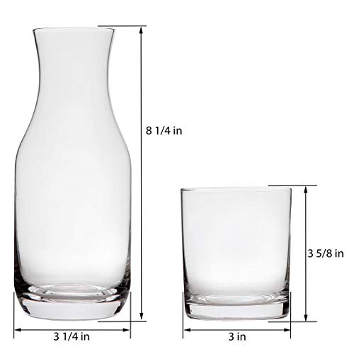 Lily's Home Bedside Night Water Carafe with Tumbler Glass, Use in Bedroom Bathroom, or Kitchen, Use Cup as Lid, 16 Ounces