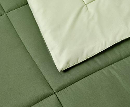 Blue Ridge Home Fashions Two-Tone Reversible Microfiber Down Alternative All Season Comforter-Hypoallergenic Polyester Fill, Twin, Olive/Sage